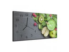 Glasdekor Nástěnné hodiny ovoce, zelenina šedé pozadí 30x60cm - Materiál: kalené sklo