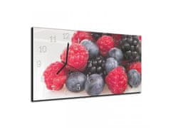 Glasdekor Nástěnné hodiny zahradní ovoce bílé pozadí 30x60cm - Materiál: kalené sklo