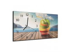 Glasdekor Nástěnné hodiny mix jablko molo u jezera 30x60cm - Materiál: kalené sklo
