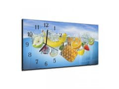 Glasdekor Nástěnné hodiny mix ovoce, modrá hladina 30x60cm - Materiál: kalené sklo