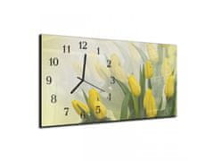 Glasdekor Nástěnné hodiny čerstvé žluté tulipán 30x60cm - Materiál: plexi