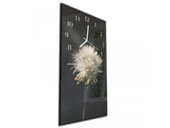 Glasdekor Nástěnné hodiny odkvetlý květ černé pozadí 30x60cm - Materiál: kalené sklo