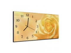 Glasdekor Nástěnné hodiny květ žlutá růže 30x60cm - Materiál: kalené sklo