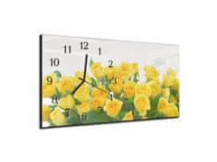 Glasdekor Nástěnné hodiny kytice žluté růže 30x60cm - Materiál: kalené sklo