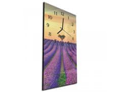 Glasdekor Nástěnné hodiny levandulové pole 30x60cm - Materiál: kalené sklo
