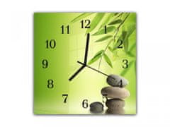 Glasdekor Nástěnné hodiny 30x30cm bambus a zen kamen - Materiál: plexi