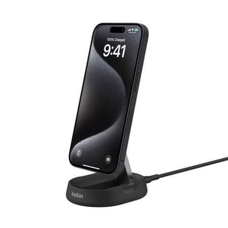 Belkin BOOST CHARGE PRO konvertibilní Qi2 15W magnetický nabíjecí stojan, bez adaptéru, černá