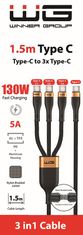 WG Datový kabel type-C_3 x type-C, 5 A, černý, 150 cm