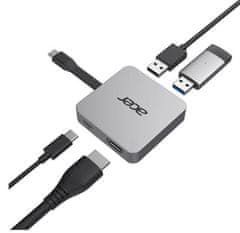 Acer 4in1 Type C dongle: 1x HDMI (až 4K@30Hz), 2x USB3.2 (5Gbps Data Transfer), 1x USB-C (Power Delivery max. 100W)