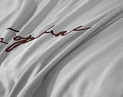 Cotton World Ložní prádlo 160x200 stříbrno-hnědé výšivky saténové lemování