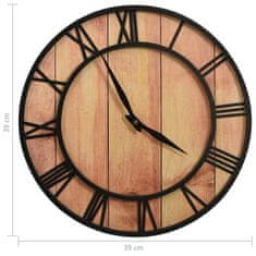 Vidaxl 325172 Wall Clock 39 cm Brown and Black MDF and Iron