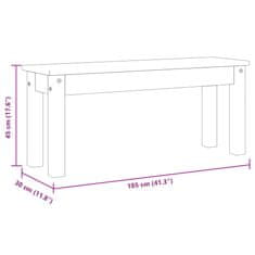 Vidaxl Jídelní lavice Panama šedá 105x30x45 cm masivní borové dřevo