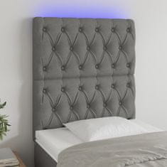 Vidaxl Čelo postele s LED tmavě šedé 80x7x118/128 cm textil