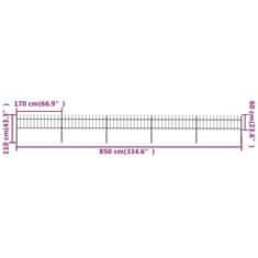 Vidaxl Zahradní plot s hroty ocelový 8,5 x 0,6 m černý