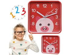 sarcia.eu Prasátko analogové nástěnné hodiny, čtvercové hodiny pro děti 20,2x20,2 cm 