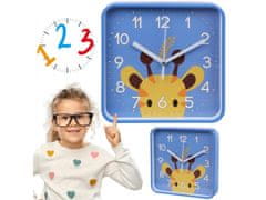 sarcia.eu Žirafa Nástěnné analogové hodiny, čtvercové hodiny pro děti 20,2x20,2 cm 