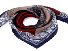 Kraftika 1ks 1 modrá pařížská saténový šátek paisley 70x70 cm