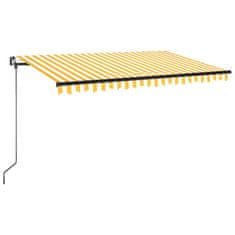 Vidaxl Ručně zatahovací markýza s LED světlem 450 x 350 cm žlutobílá