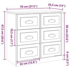 Vidaxl Příborník kouřový dub 70 x 35,5 x 67,5 cm kompozitní dřevo