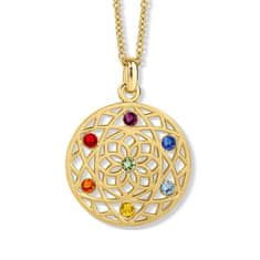 Stylový náhrdelník s krystaly Chakra Flower 30091.MLT.G