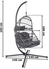 TZB Závěsné houpací křeslo HAITI šedé