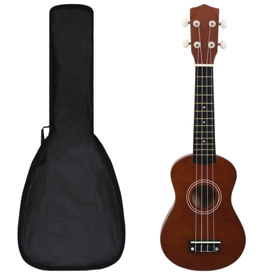 Vidaxl Set sopránové ukulele s obalem pro děti tmavé dřevo 21"