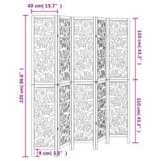 Petromila Paraván 5dílný bílý masivní dřevo pavlovnie
