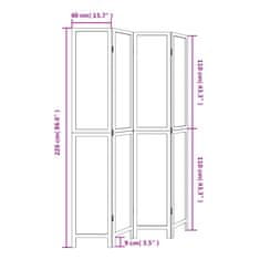 Petromila Paraván 4dílný tmavě hnědý masivní dřevo pavlovnie