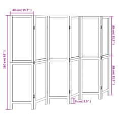 Vidaxl Paraván 6dílný bílý masivní dřevo pavlovnie