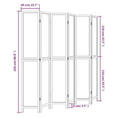 Vidaxl Paraván 6dílný bílý masivní dřevo pavlovnie