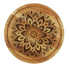 AMADEA Dřevěné servírovací prkénko - podnos mandala, masivní dřevo, 30 cm