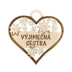 AMADEA Dřevěné srdce s textem "vyjimečná sestra", 7 cm, český výrobek