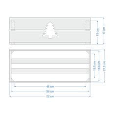 AMADEA Dřevěný vánoční truhlík se stromečkem přírodní, uvnitř s černou fólií, 52x21,5x17cm, český výrobek