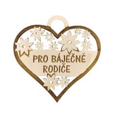 AMADEA Dřevěné srdce s textem "pro báječné rodiče", 7 cm, český výrobek