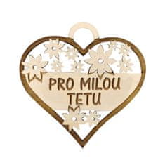 AMADEA Dřevěné srdce s textem "pro milou tetu", 7 cm, český výrobek