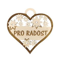 AMADEA Dřevěné srdce s textem "pro radost", 7 cm, český výrobek