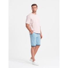 OMBRE Pánské chinos šortky s džínovým lemem modré V3 W421 MDN125177 XL