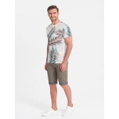 OMBRE Pánské chinos šortky s džínovým lemem olivové V2 W421 MDN125176 XXL