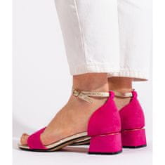 Fuchsiové dámské sandály na podpatku velikost 39