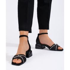 Černé semišové sandály bez podpatku velikost 38