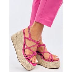 Fuchsiové sandály espadrille na platformách velikost 40