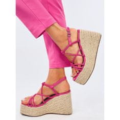 Fuchsiové sandály espadrille na platformách velikost 41