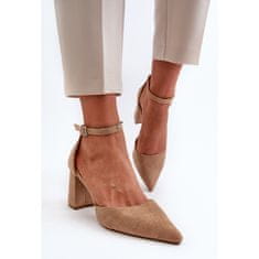 Špičaté lodičky Stiletto Suede Beige velikost 40