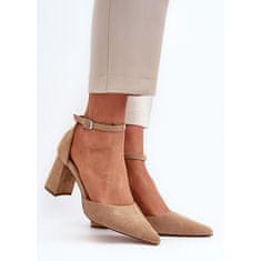 Špičaté lodičky Stiletto Suede Beige velikost 40