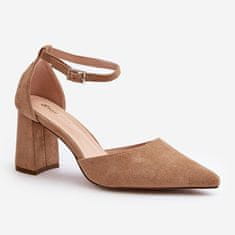 Špičaté lodičky Stiletto Suede Beige velikost 40