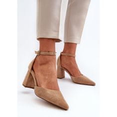 Špičaté lodičky Stiletto Suede Beige velikost 40