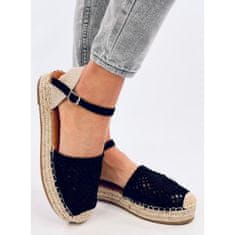 Ažurové sandály espadrille Black velikost 40