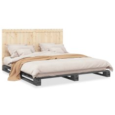 shumee Rám postele s čelem šedý 200 x 200 cm masivní borové dřevo