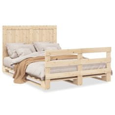 shumee Rám postele s čelem bílý 140 x 200 cm masivní borové dřevo