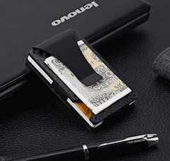 Camerazar Pánské kovové pouzdro na karty s RFID ochranou, černé karbonové vlákna, rozměry 5.4x8.6 cm